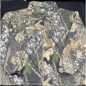 Cabelas Soft Fleece Camo Hunting Full Zip Jacket Mens Size 3XL Reg  Zip Pockets